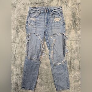 American Eagle Outfitters Ripped Light Blue Boyfriend Jeans